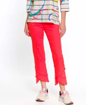 Tiered Scallop Crop Jean - Orange Red