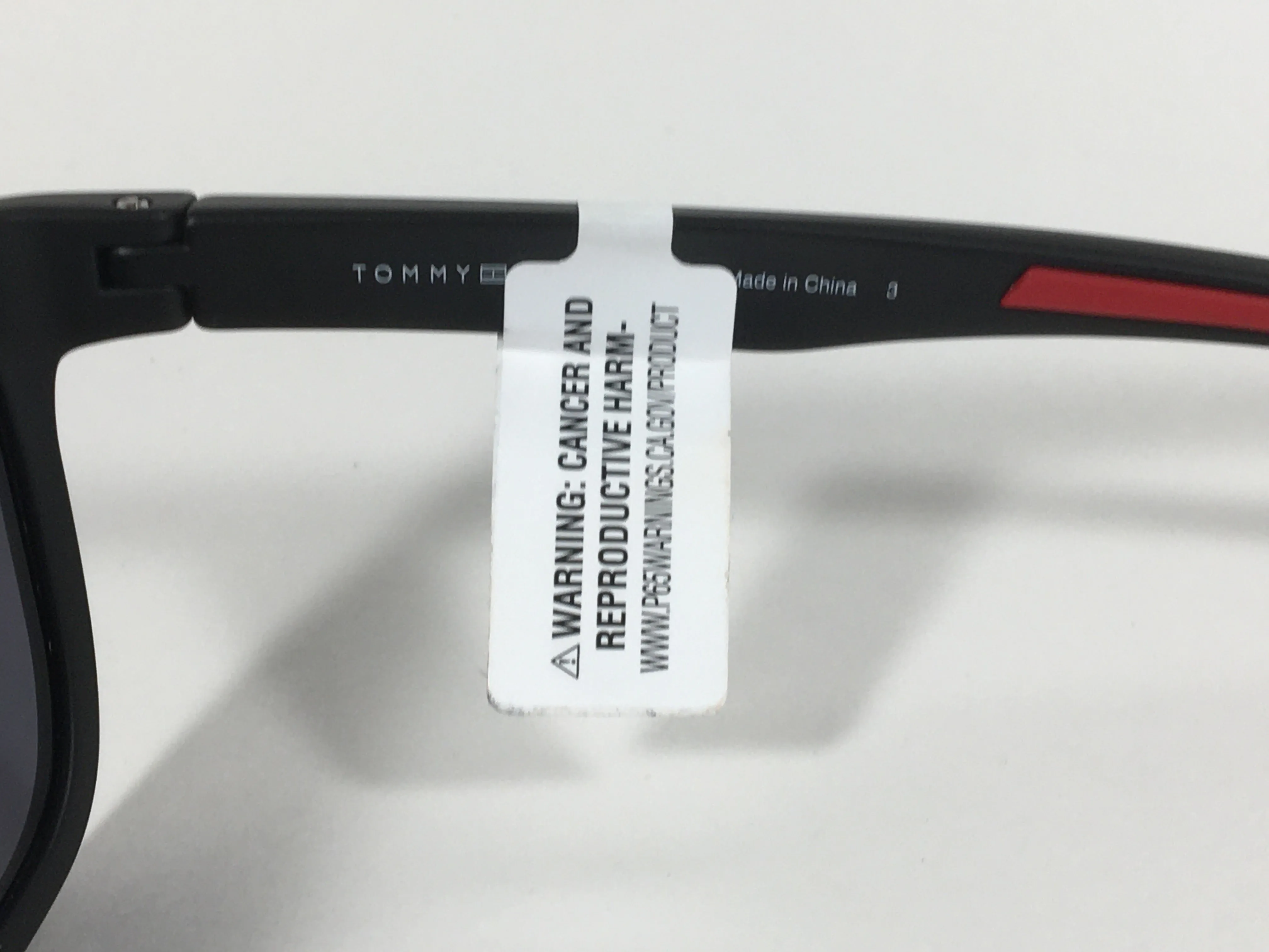 Tommy Hilfiger Duke Sport Sunglasses Matte Black Red Stripe Gray Lens Duke MP OM481
