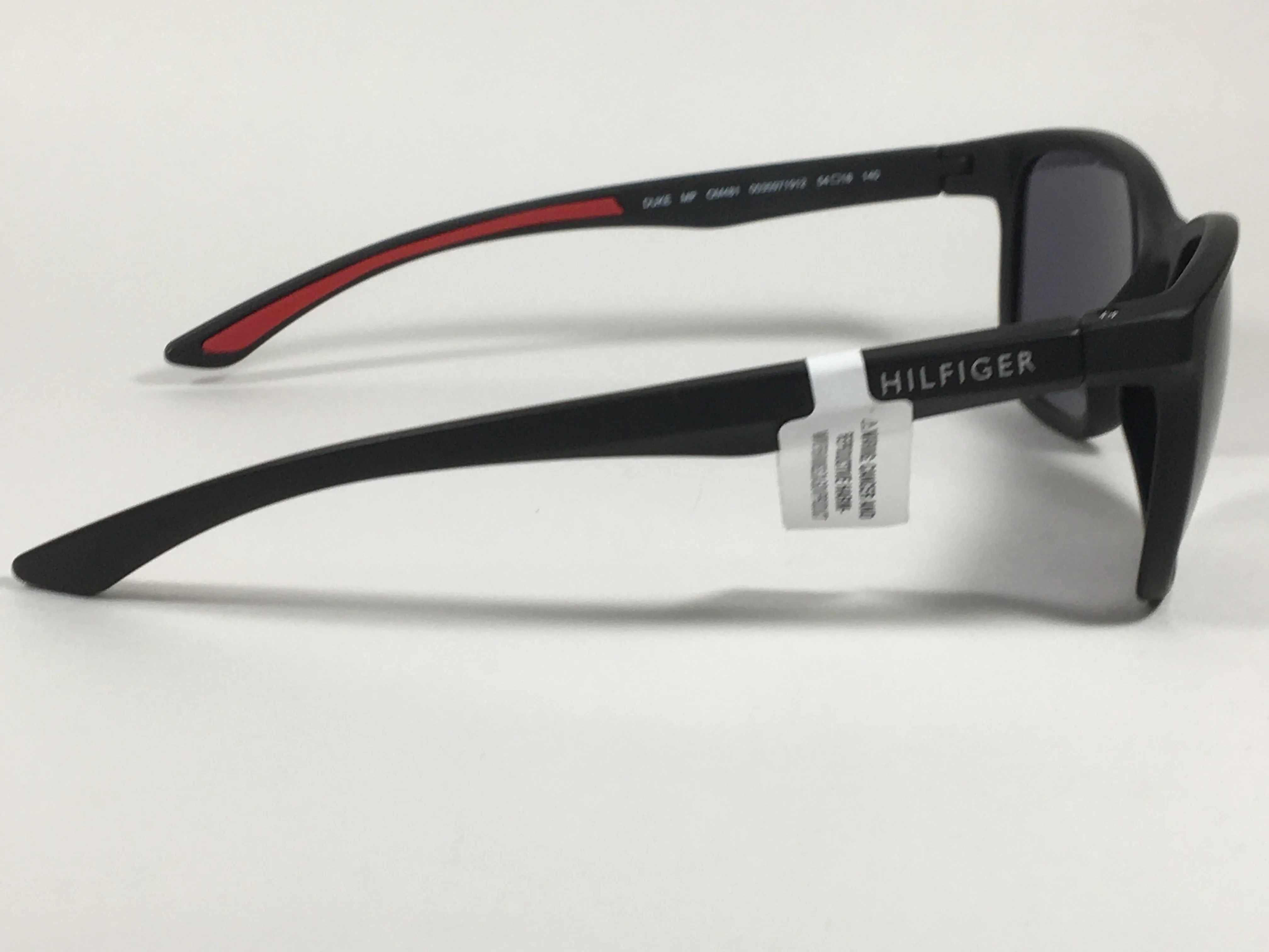 Tommy Hilfiger Duke Sport Sunglasses Matte Black Red Stripe Gray Lens Duke MP OM481