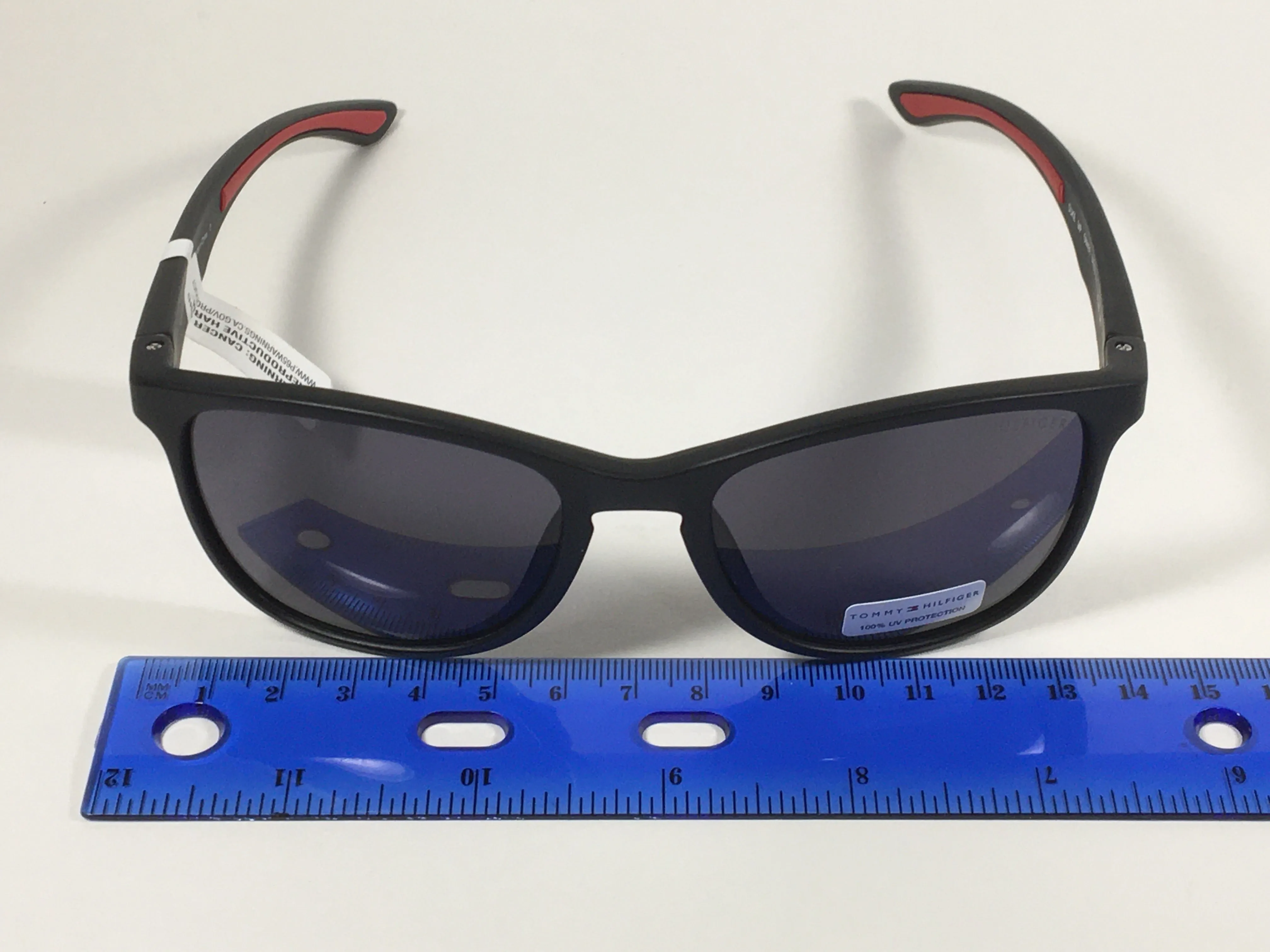 Tommy Hilfiger Duke Sport Sunglasses Matte Black Red Stripe Gray Lens Duke MP OM481