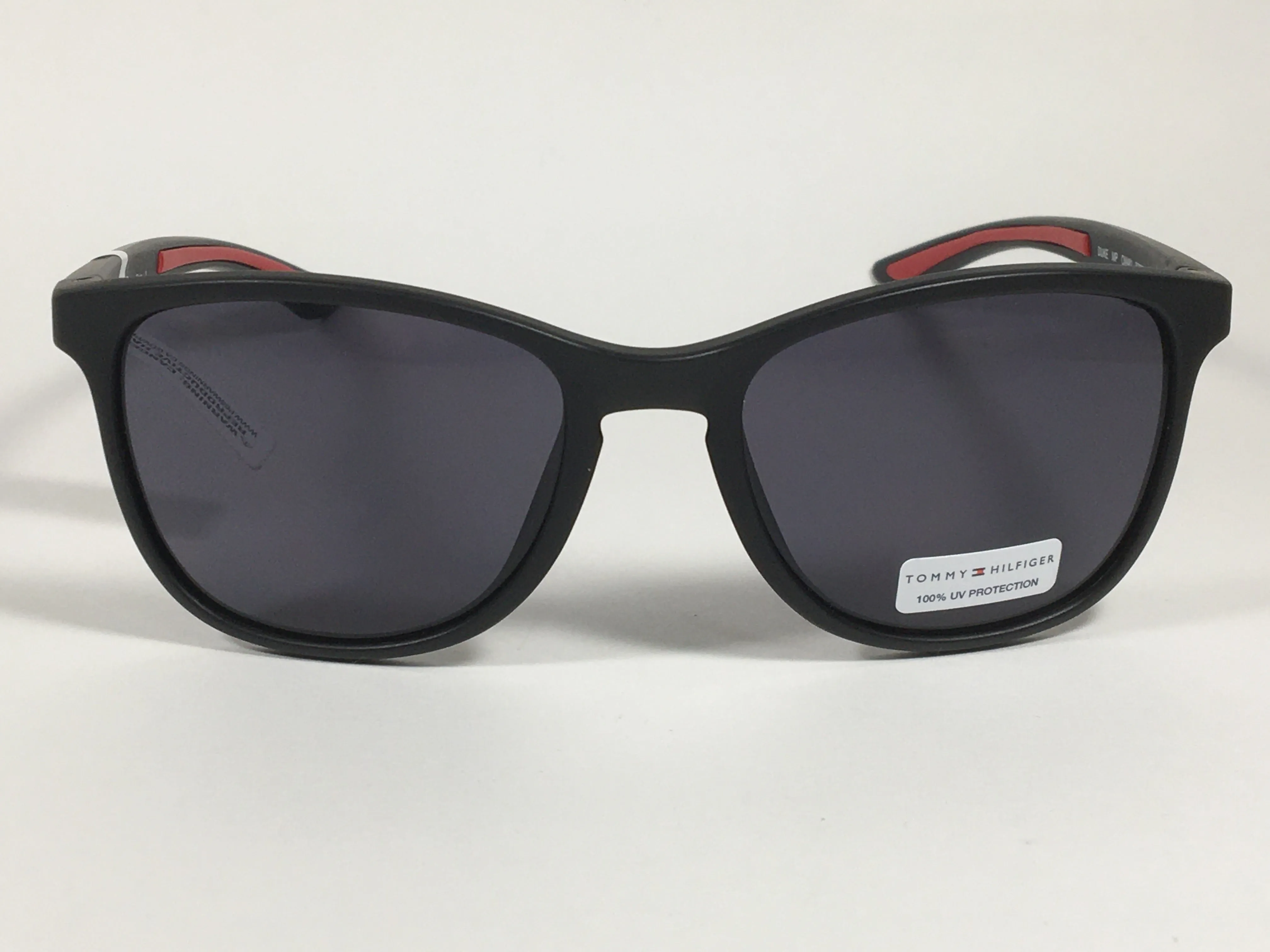 Tommy Hilfiger Duke Sport Sunglasses Matte Black Red Stripe Gray Lens Duke MP OM481