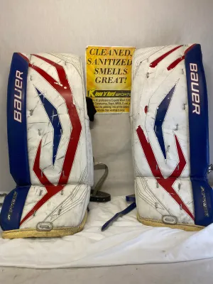 Used Bauer supreme one70 Size 28"   1" Red White Blue Ice Hockey Goalie Leg Pads