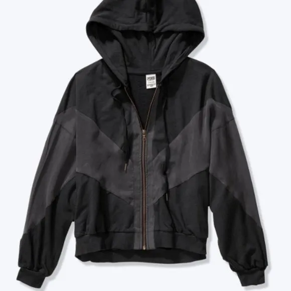 Victoria Secret PINK Jacket Hooded Black X-Small Sport Full zip