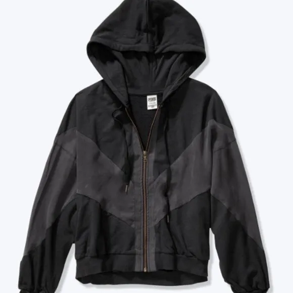 Victoria Secret PINK Jacket Hooded Black X-Small Sport Full zip