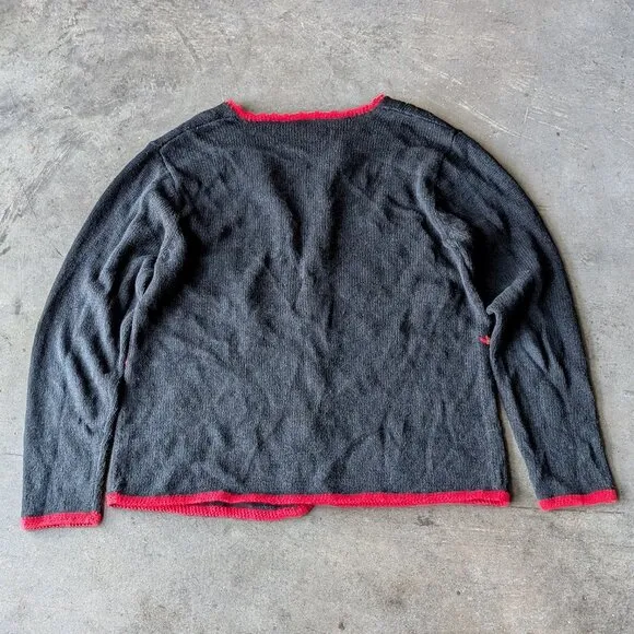 Vintage Cherokee Black Knit Mitten Snowflake Christmas Holiday Winter Sweater