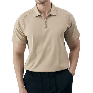 WAFFLE ZIPPER RAGLAN POLO SHIRT