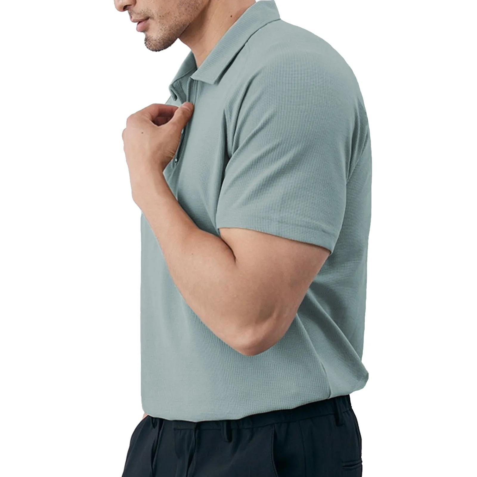 WAFFLE ZIPPER RAGLAN POLO SHIRT
