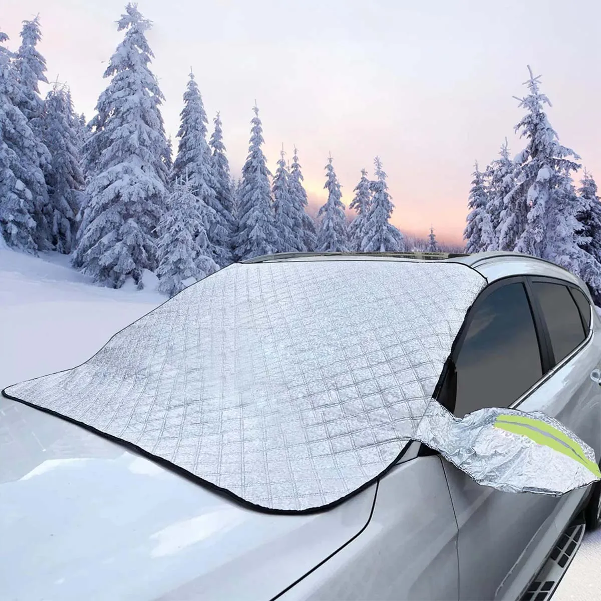 Windshield Cover for Ice and Snow, Custom fit for Car, Magnetic Windshield Cover, Water, Heat & Sag-Proof Car Windshield Snow Cover, Mirror Protector Windproof Sunshade Cover