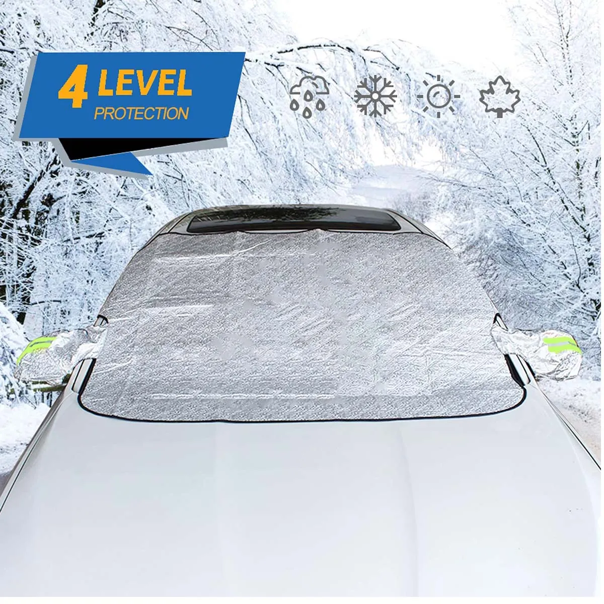 Windshield Cover for Ice and Snow, Custom fit for Car, Magnetic Windshield Cover, Water, Heat & Sag-Proof Car Windshield Snow Cover, Mirror Protector Windproof Sunshade Cover