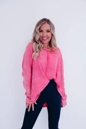 Wrenley Waffle Knit Top - Pink